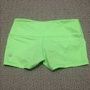 Neon Green Lululemon Low Rise Boogie Shorts- size 4